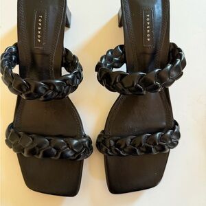 Topshop Elegant Black Braided Sandals